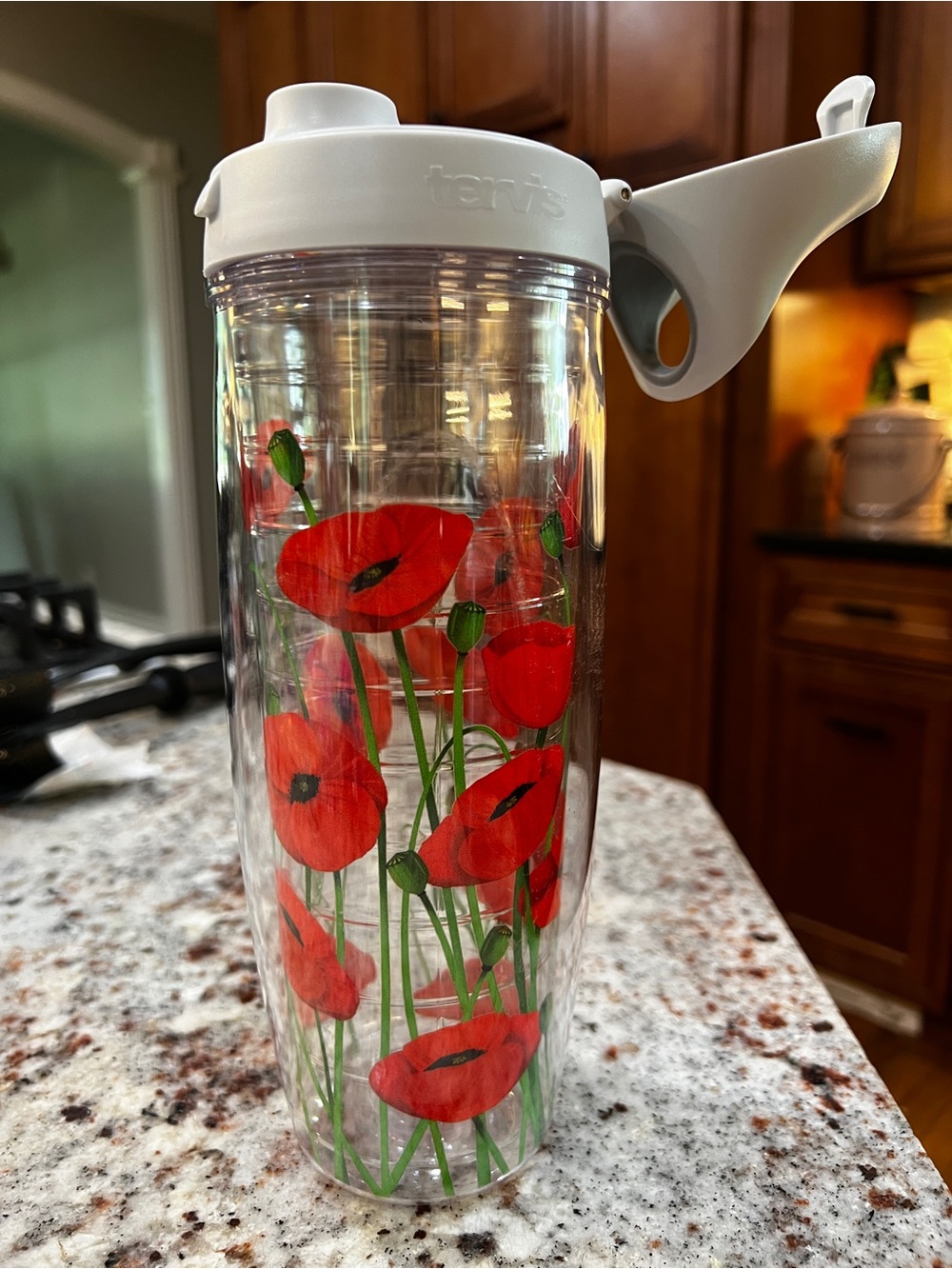 tervis Red Poppy Travel Tumbler with White Lid